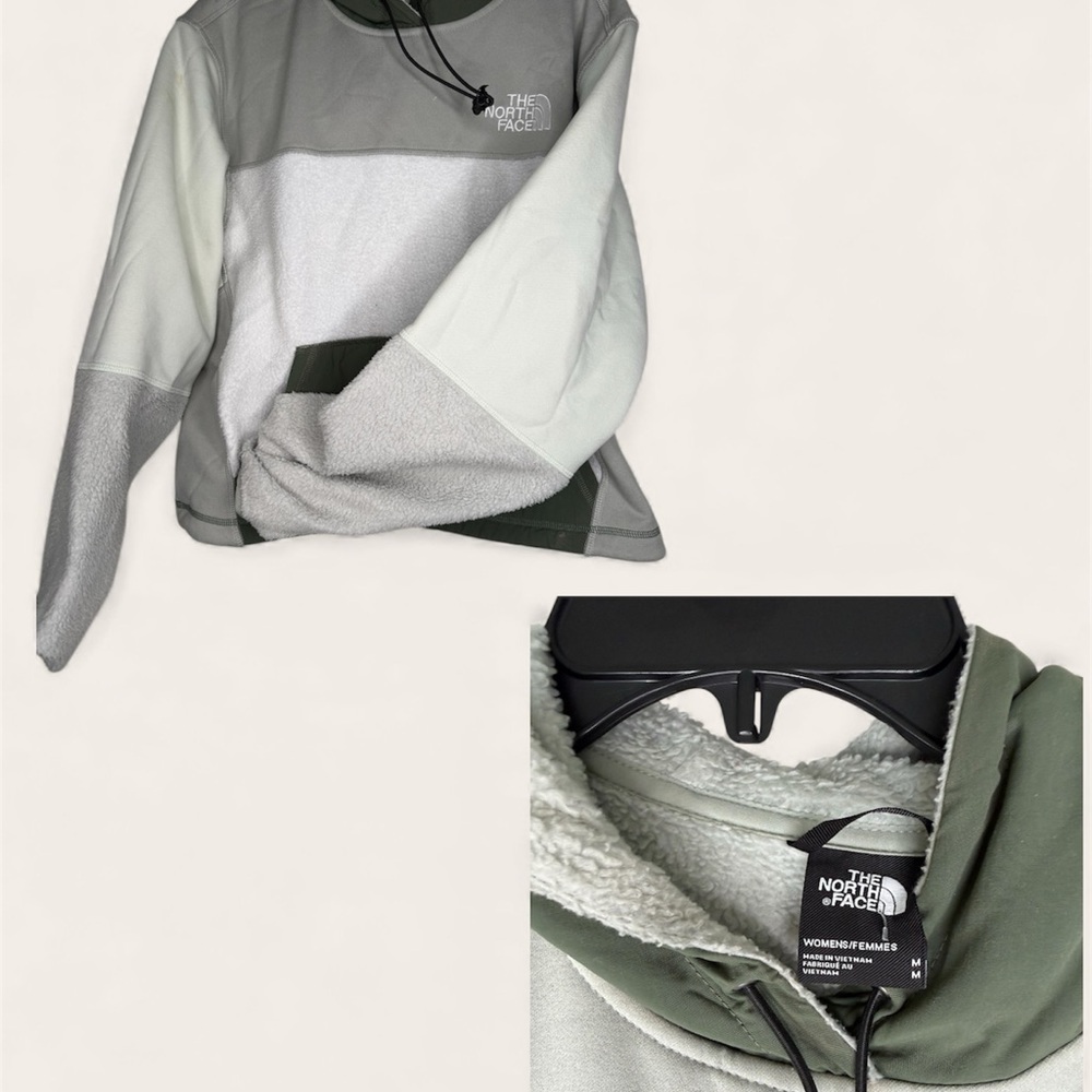The North Face Sage and White Fleece Hoodie